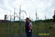 Linnea and Mom in the Metal Cornfield.